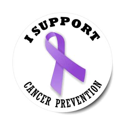 i support cancer prevention purple awareness ribbon stickers, magnet