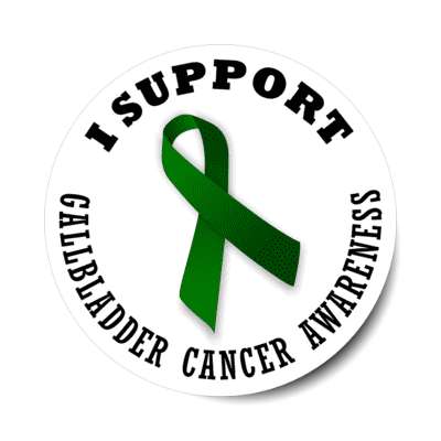 i support gallbladder cancer kelly green awareness ribbon stickers, magnet
