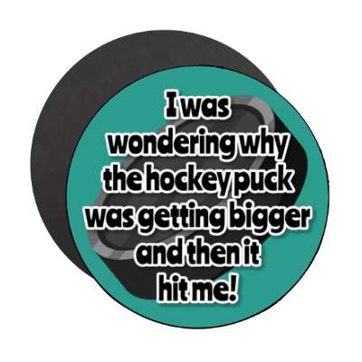 i was wondering why the hockey puck was getting bigger and then it hit me stickers, magnet