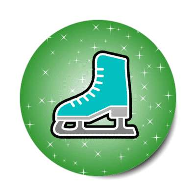 ice skate sparkle green stickers, magnet