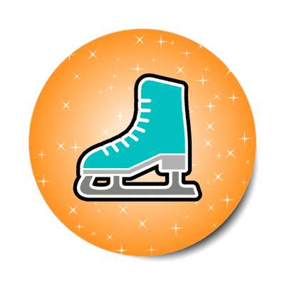 ice skate sparkle orange stickers, magnet