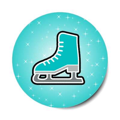 ice skate sparkle teal stickers, magnet