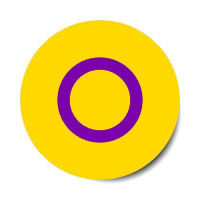 intersex pride flag lgbt purple circle symbol orange stickers, magnet