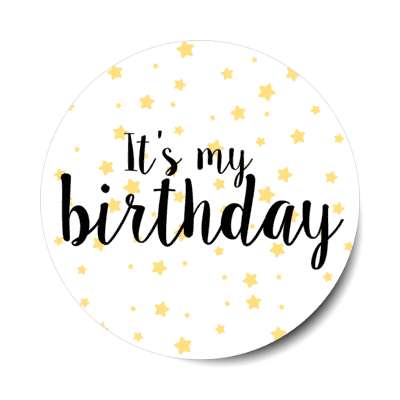 its my birthday cursive soft stars stickers, magnet
