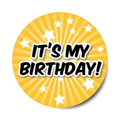 its my birthday peach star burst rays stickers, magnet