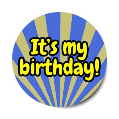 its my birthday rays pale yellow blue cute party stickers, magnet
