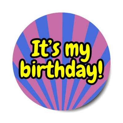 its my birthday rays pink blue cute party stickers, magnet
