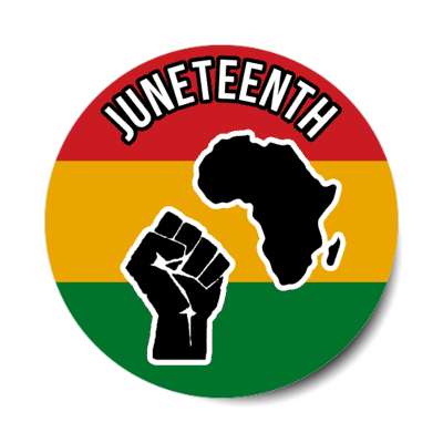 juneteenth raised fist african silhouette white outline pan african colors stickers, magnet