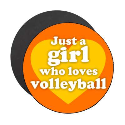 just a girl who loves volleyball heart large stickers, magnet