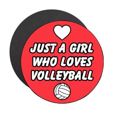 just a girl who loves volleyball heart love stickers, magnet