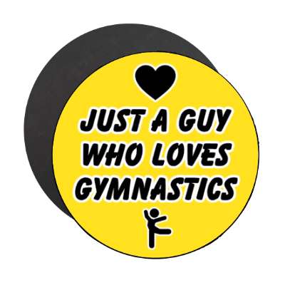 just a guy who loves gymnastics heart stickers, magnet