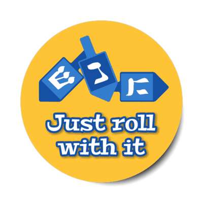 just roll with it dreidels pun stickers, magnet