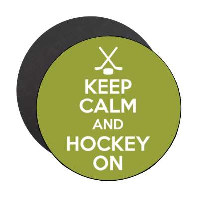 keep calm and hockey on crossed sticks stickers, magnet