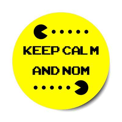 keep calm and nom pac man dots yellow stickers, magnet