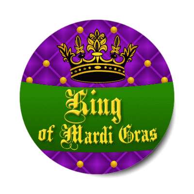 king of mardi gras crown quilted purple stickers, magnet