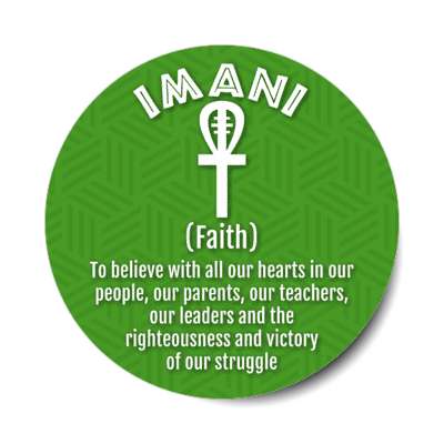 kwanzaa imani faith to believe with all our hearts in our people symbol stickers, magnet