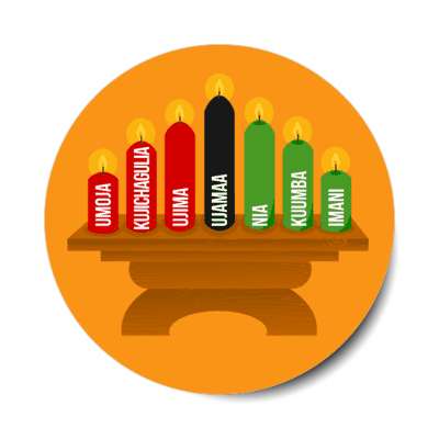 kwanzaa kinara seven candles umoja kujichagulia ujima ujamaa nia kuumba imani stickers, magnet