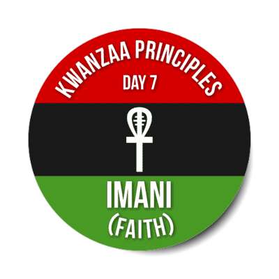 kwanzaa principles day 7 imani faith stickers, magnet
