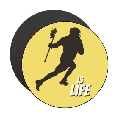 lacrosse is life sihouette lacrosse player with stick stickers, magnet