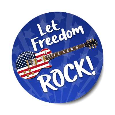 let freedom rock american guitar flag us colors stickers, magnet