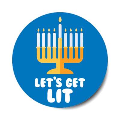 lets get lit menorah pun funny stickers, magnet