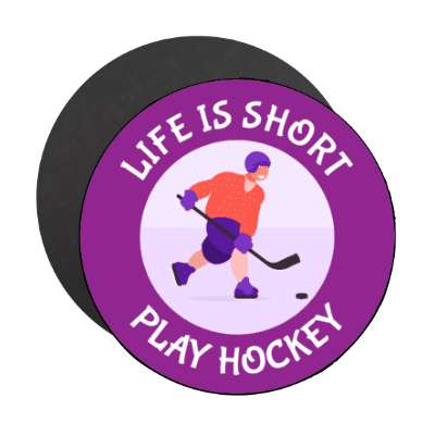 life is short play hockey stickers, magnet
