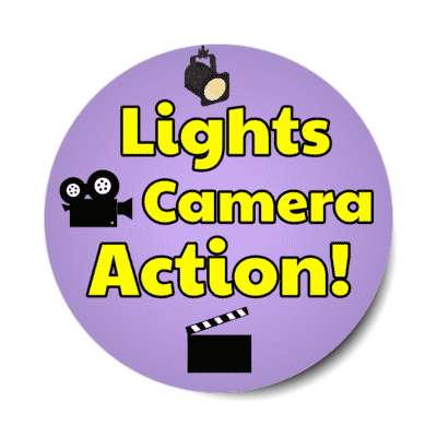 lights camera action spotlight camera film clapper stickers, magnet