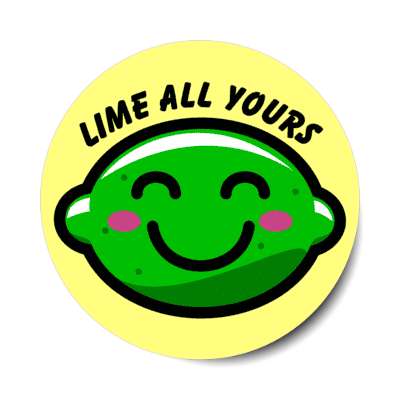 lime all yours i am wordplay smile face fruit stickers, magnet