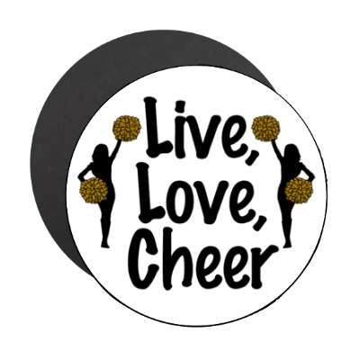 live love cheer cheerleader silhouette pom poms white stickers, magnet