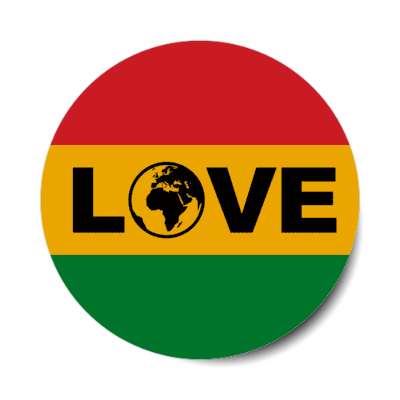 love africa globe red yellow green black history stickers, magnet