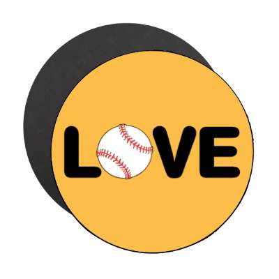love baseball orange stickers, magnet