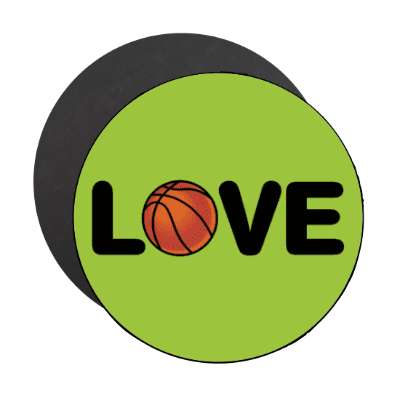love basketball green stickers, magnet
