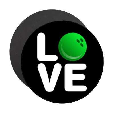 love bowling ball black stickers, magnet