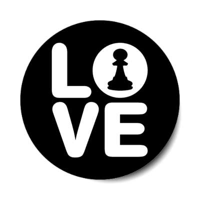 love chess stacked pawn chess piece black stickers, magnet