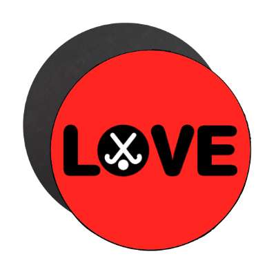 love field hockey crossed sticks ball stickers, magnet