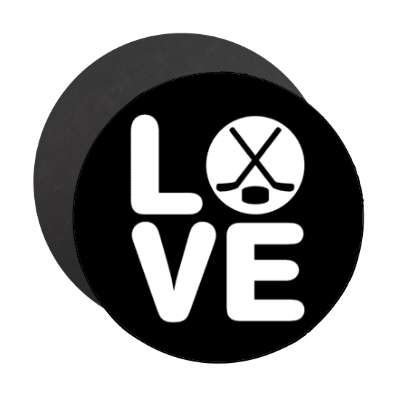 love hockey crossed sticks puck black stickers, magnet