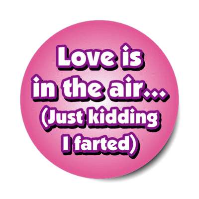 love is in the air just kidding i farted stickers, magnet