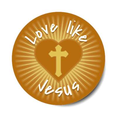 love like jesus heart cross rays stickers, magnet