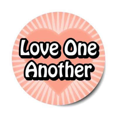 love one another heart light rays burst stickers, magnet