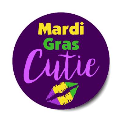 mardi gras cutie lipstick kiss nola stickers, magnet