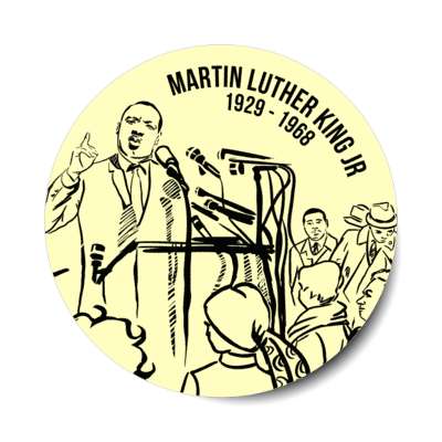 martin luther king jr 1929 to 1968 memorial line art speech stickers, magnet