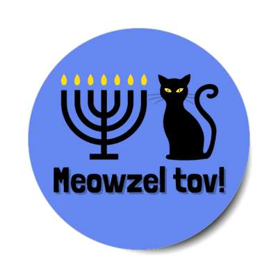 meowzel tov cat pun wordplay mazel tov good luck stickers, magnet