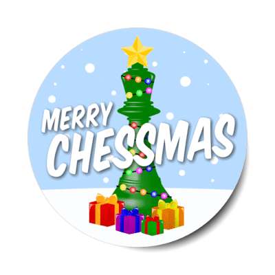 merry chessmas christmas pun wordplay king piece gifts star stickers, magnet