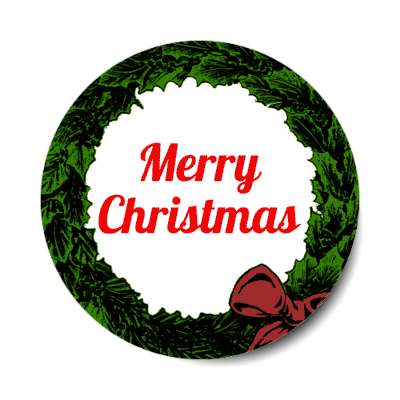 merry christmas wreath border ribbon classic stickers, magnet