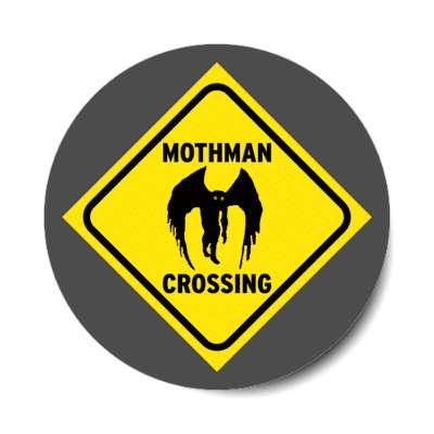 mothman crossing sign cryptid novelty stickers, magnet