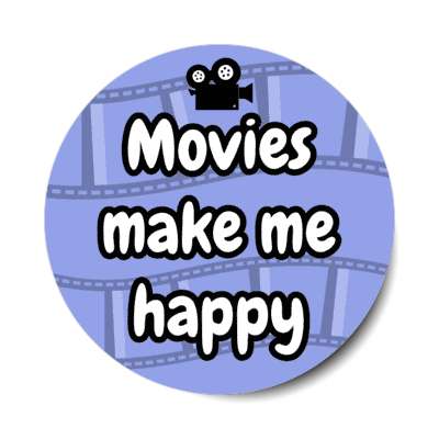 movies make me happy camera film light blue stickers, magnet