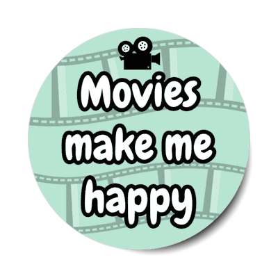 movies make me happy camera film light green stickers, magnet