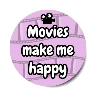 movies make me happy camera film light purple stickers, magnet