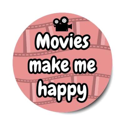movies make me happy camera film light red stickers, magnet