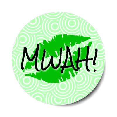 mwah lips green lipstick stickers, magnet